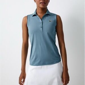 Lacoste Women’s Sky Blue Cotton Buttoned Sleeveless Tank Top Size‎ Small